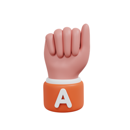 Alphabets Gesture A  3D Icon