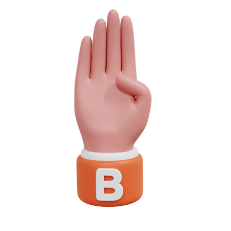 Alphabets Gesture B  3D Icon