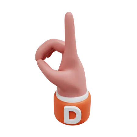 Alphabets Gesture D  3D Icon