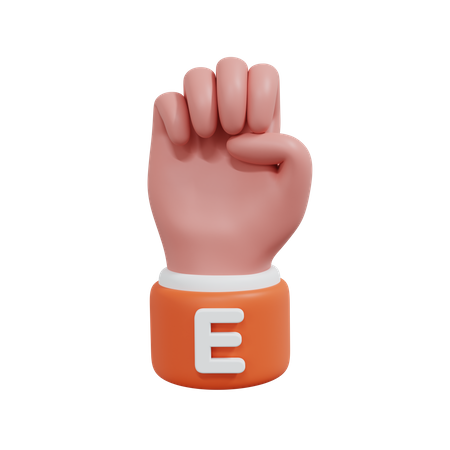 Alphabets Gesture E  3D Icon