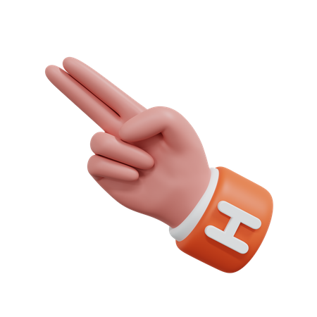 Alphabets Gesture H  3D Icon