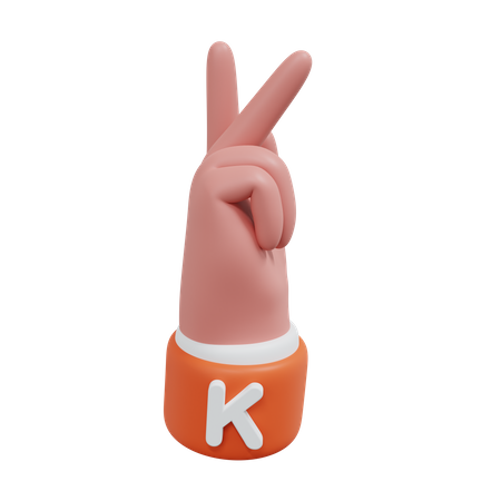 Alphabets Gesture K  3D Icon