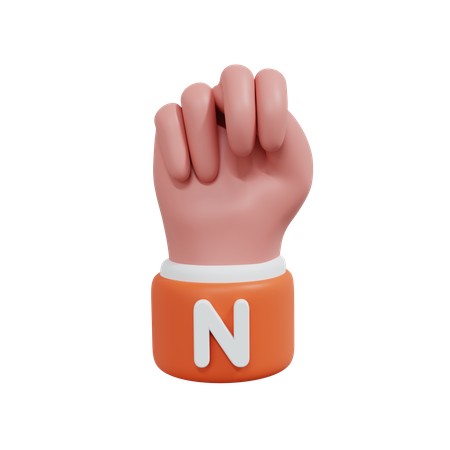 Alphabets Gesture N  3D Icon