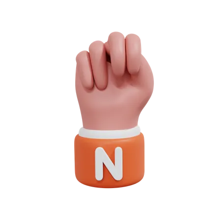 Alphabets Gesture N  3D Icon