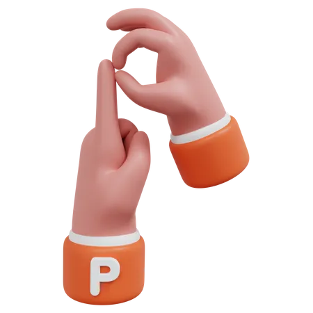 Alphabets Gesture P  3D Icon