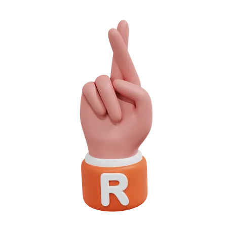 Alphabets Gesture R  3D Icon