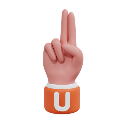 Alphabets Gesture U  3D Icon