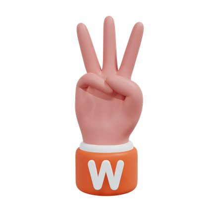 Alphabets Gesture W  3D Icon