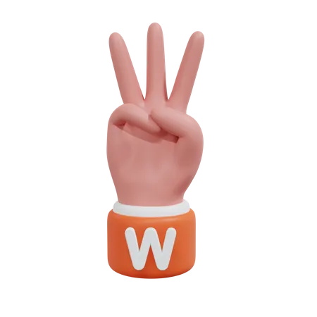 Alphabets Gesture W  3D Icon