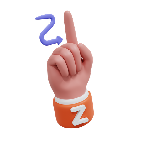 Alphabets Gesture Z  3D Icon