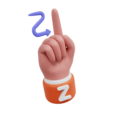 Alphabets Gesture Z  3D Icon