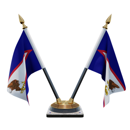 American Samoa Double Desk Flag Stand  3D Flag