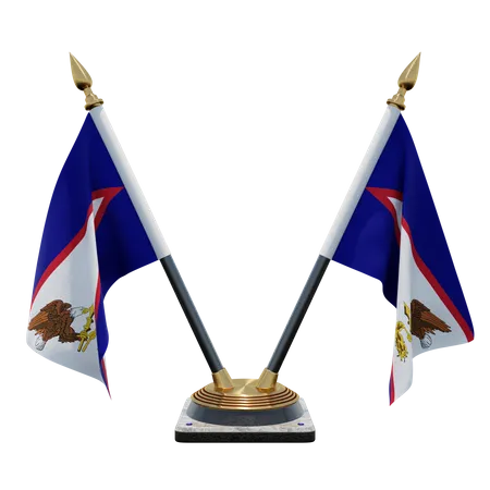 American Samoa Double Desk Flag Stand  3D Flag