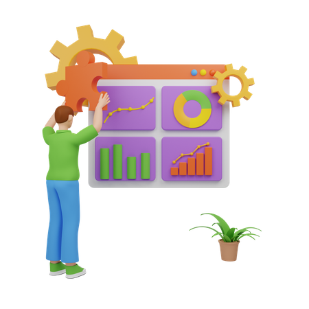 Analyzing sales growth chart  3D Illustration