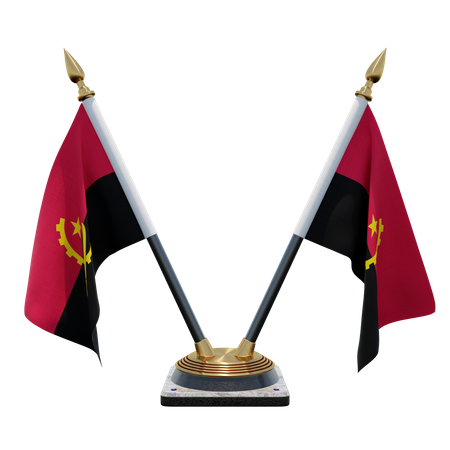 Angola Double Desk Flag Stand  3D Flag