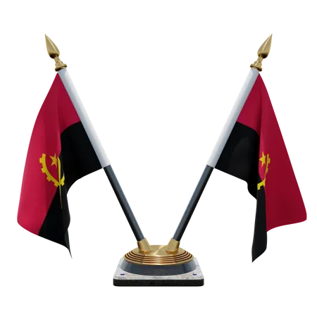 Angola Double Desk Flag Stand  3D Flag