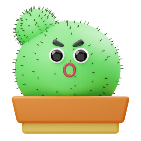 Angry Cactus  3D Illustration