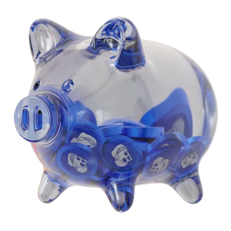 ApeCoin (APE) Clear Glass Piggy Bank  3D Icon