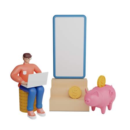 Aplicación de finanzas móviles  3D Illustration