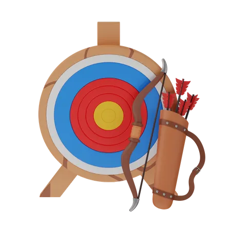 Archery target with bow  3D Icon