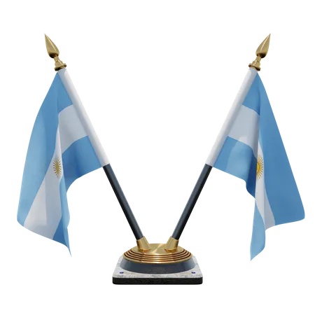 Argentina Double Desk Flag Stand  3D Flag