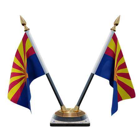 Arizona Double Desk Flag Stand  3D Flag