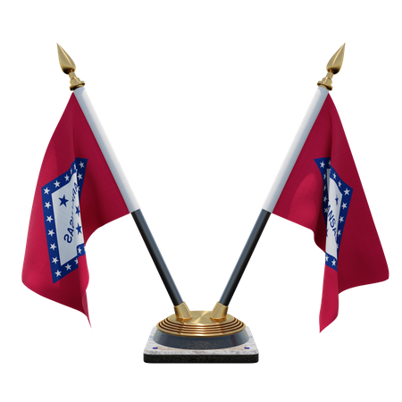 Arkansas Double Desk Flag Stand  3D Flag