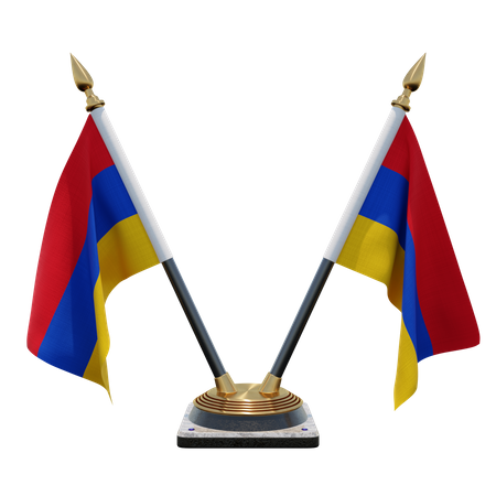 Armenia Double Desk Flag Stand  3D Flag