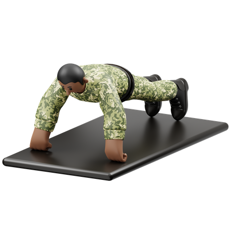 Army man doing Push Up  3D Illustration