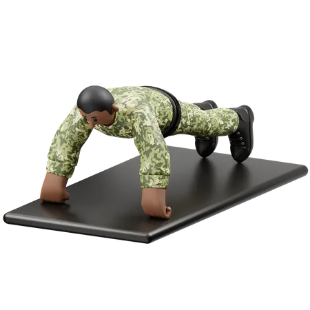 Army man doing Push Up  3D Illustration