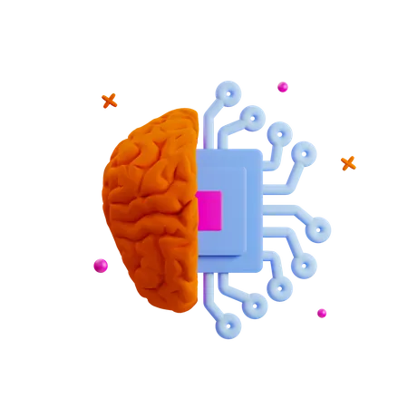 Artificial Intelligence Brain  3D Icon