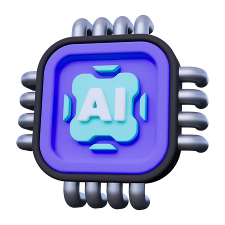 Artificial Intelligence Chip  3D Icon