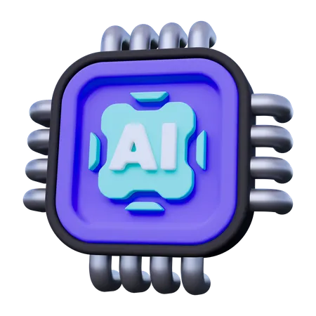 Artificial Intelligence Chip  3D Icon