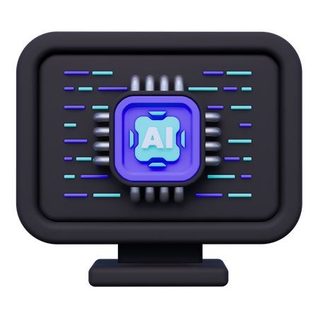 Artificial Intelligence Computer  3D Icon