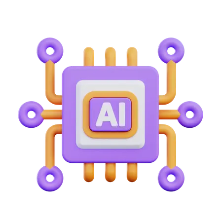 Artificial Intelligent Chip  3D Icon