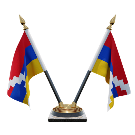 Artsakh Double Desk Flag Stand  3D Flag