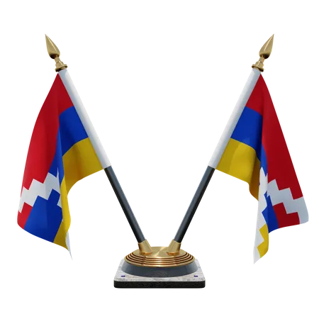 Artsakh Double Desk Flag Stand  3D Flag