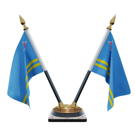 Aruba Double Desk Flag Stand  3D Flag