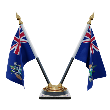 Ascension Island Double Desk Flag Stand  3D Flag