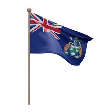 Ascension Island Flagpole  3D Flag