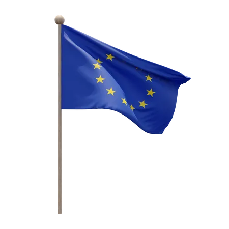 Asta de bandera de la unión europea  3D Flag