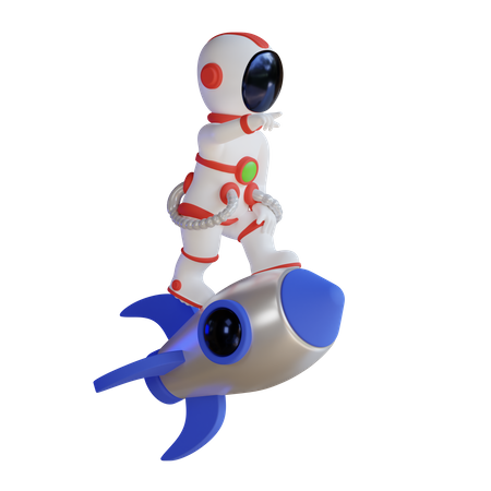 Astronaut Flying with rocket  3D Illustration