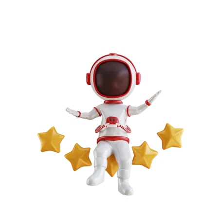 Astronaut giving five star rating  3D Illustration