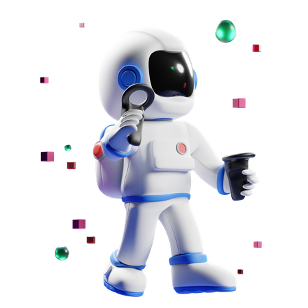 Astronaut using VR tech  3D Illustration