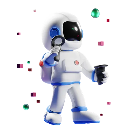 Astronaut using VR tech  3D Illustration