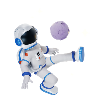 Astronauta brincando na lua  3D Illustration