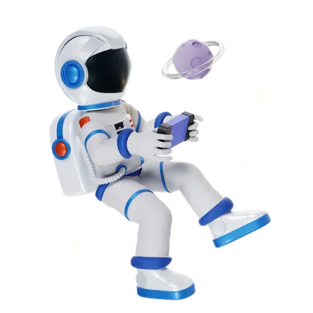 Astronauta brincando no espaço  3D Illustration