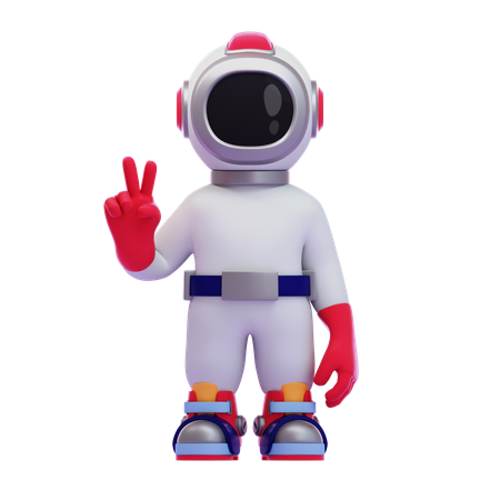 Astronauta com símbolo de paz na mão  3D Icon