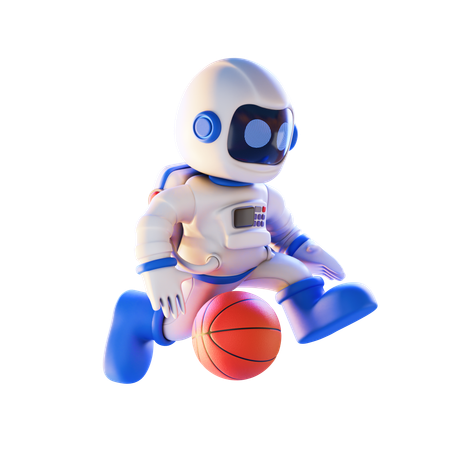 Astronauta con baloncesto  3D Illustration