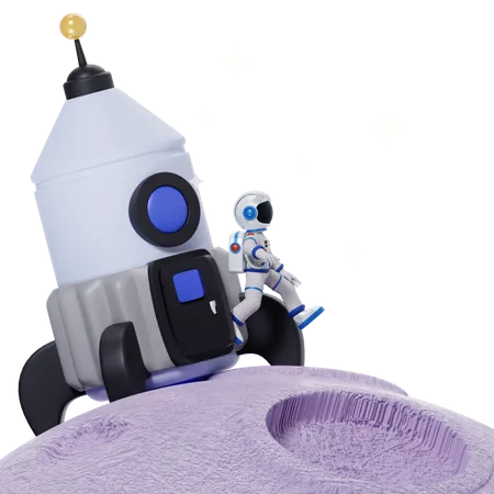 Astronauta na Lua  3D Illustration